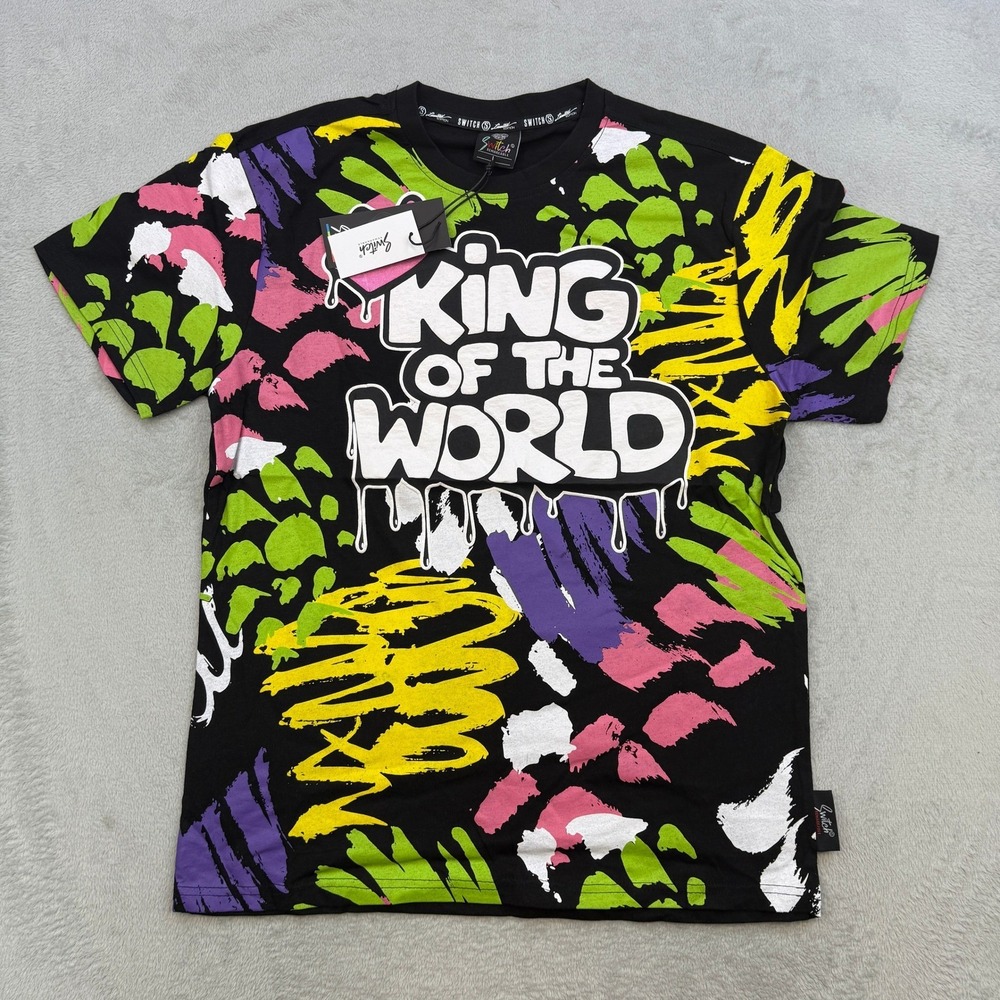 Switch Remarkable T Shirt Mens Large Red King Crown Graffiti Paint Streetwear